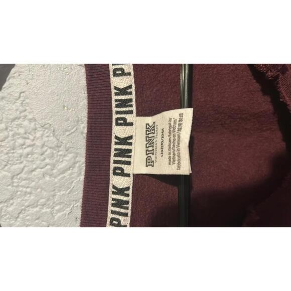 Pink Victoria Secret Burgundy Long Sleeve Sweatshirt - Picture 3 of 8